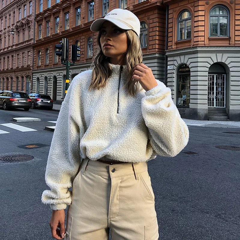 High Quality Women Loose Crop Hoodies Casual Lambswool Long-sleeved Zipper Jacket, Avaliable
High Quality Women Loose Crop Hoodies Casual Lambswool Long-sleeved Zipper Jacket, Avaliable