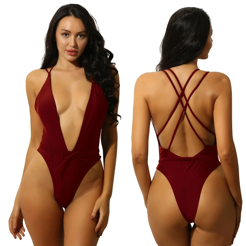 Fashion Deep V-Neck Bikini Bodysuit Women One Piece Swimwear Plunge Backless High Cut Swimsuit 
Fashion Deep V-Neck Bikini Bodysuit Women One Piece Swimwear Plunge Backless High Cut Swimsuit