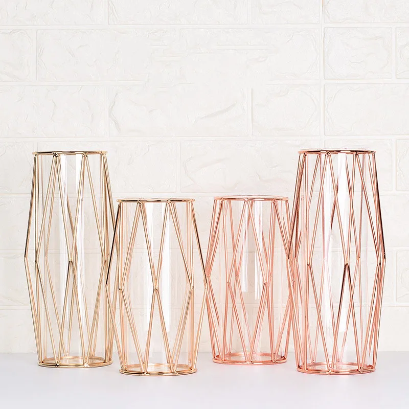 Nordic Wrought Iron Vase Simple Transparent Glass Vase Wedding Flower Vase, As photo
Nordic Wrought Iron Vase Simple Transparent Glass Vase Wedding Flower Vase, As photo