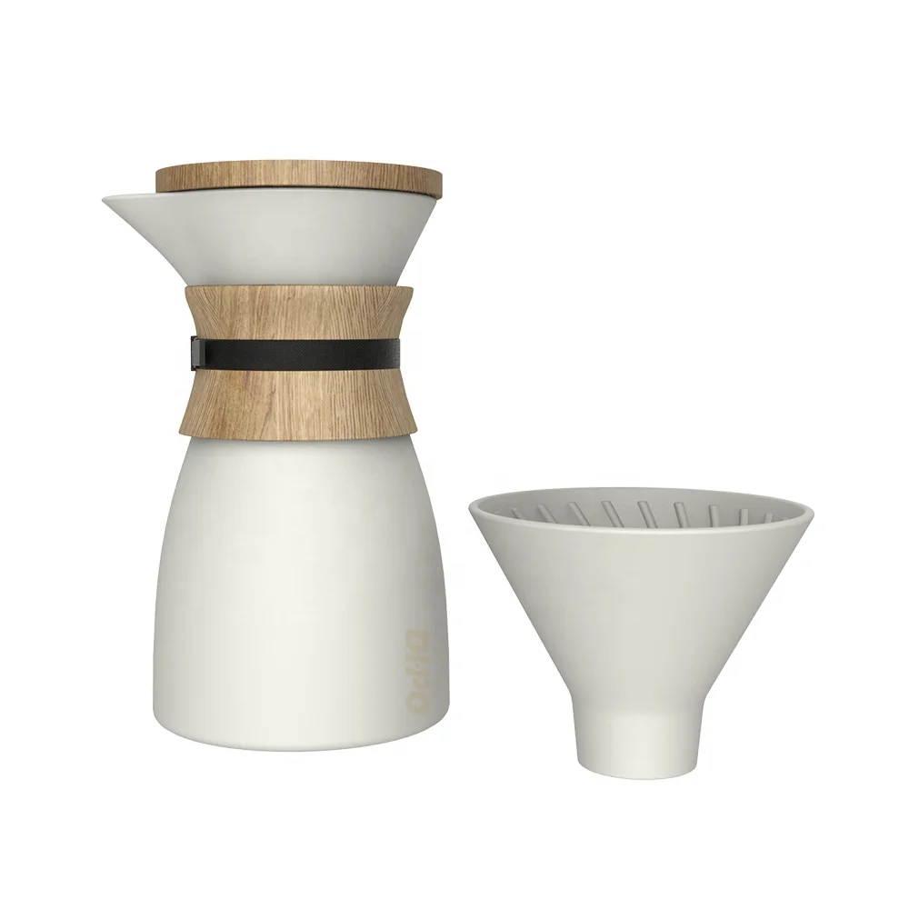 DHPO Brand New design white ceramic pour over coffee dripper with wood lid and sleeve
DHPO Brand New design white ceramic pour over coffee dripper with wood lid and sleeve