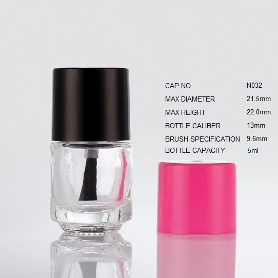 hot selling empty clear glass cosmetic make up gel nail polish bottle 5ml with brush