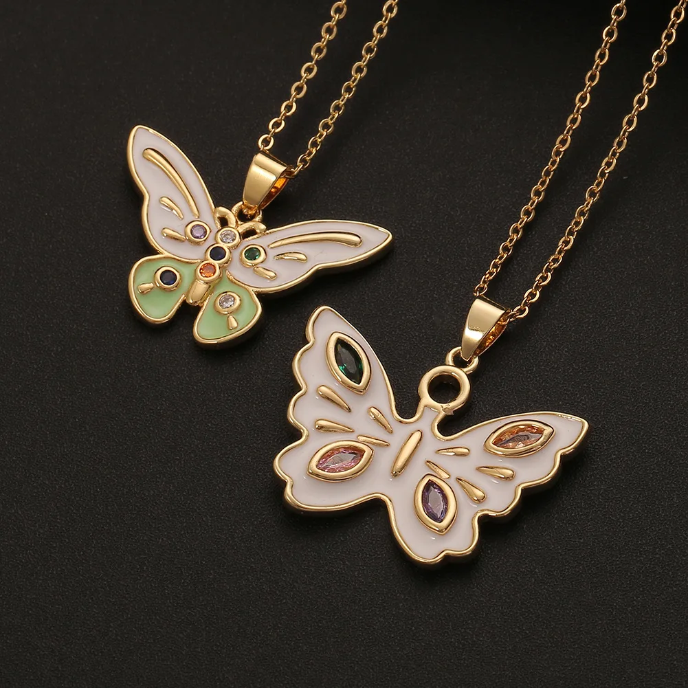 Bohemia Design 18K Gold Plated Colorful CZ Butterfly Oil Drip Pendant Necklaces Multi Color Diamond Inlaid Butterfly Necklaces
Bohemia Design 18K Gold Plated Colorful CZ Butterfly Oil Drip Pendant Necklaces Multi Color Diamond Inlaid Butterfly Necklaces