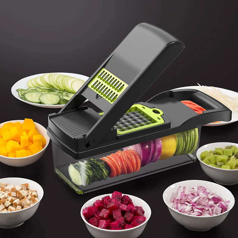 12 in 1 Adjustable Manual vegetable Chopper Onion Cutter and Food Slicer with Large Container, White and green vegetable chopper
12 in 1 Adjustable Manual vegetable Chopper Onion Cutter and Food Slicer with Large Container, White and green vegetable chopper