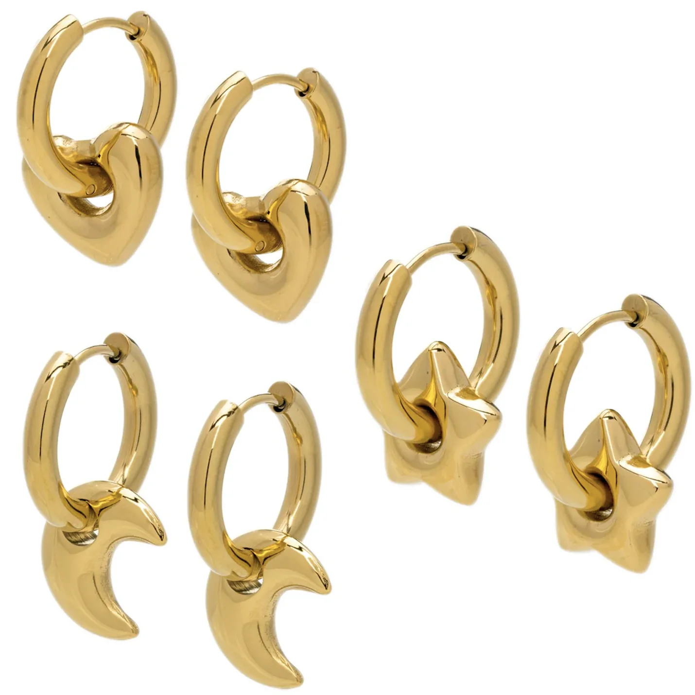 Dainty Fashion Stainless Steel Gold Plated Heart shaped Pendant Hoop chunky heart Earrings Love Earrings For Women
Dainty Fashion Stainless Steel Gold Plated Heart shaped Pendant Hoop chunky heart Earrings Love Earrings For Women