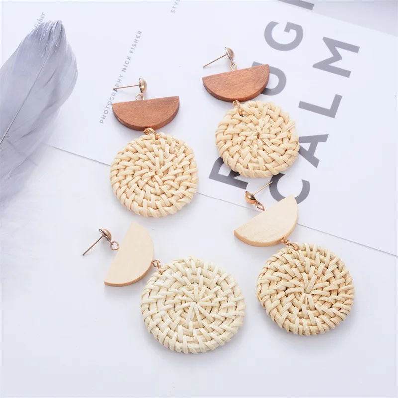 Fashion Simple Bohemian Round Rattan Dangle Earrings Multilayer Wooden Round Wood Drop Earring
Fashion Simple Bohemian Round Rattan Dangle Earrings Multilayer Wooden Round Wood Drop Earring
