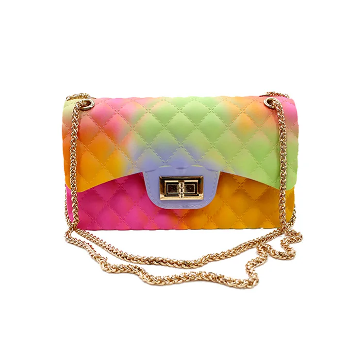 2020 Fashion Large Candy Purse Ladies Rainbow PVC Shoulder Jelly Chain Handbag for women
2020 Fashion Large Candy Purse Ladies Rainbow PVC Shoulder Jelly Chain Handbag for women