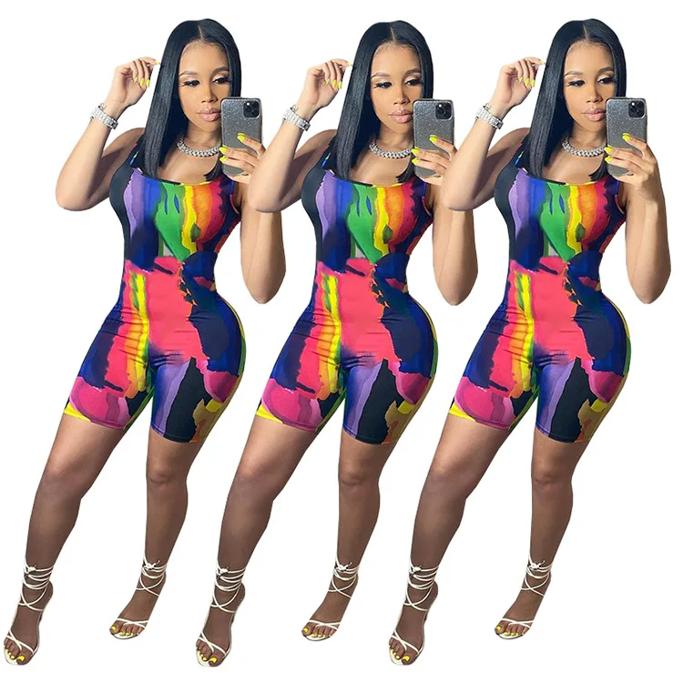 women summer clothing 2021 shorts rompers fashion tie dye casual slim sleeveless sexy jumpsuits, Picture color jumpsuit
women summer clothing 2021 shorts rompers fashion tie dye casual slim sleeveless sexy jumpsuits, Picture color jumpsuit