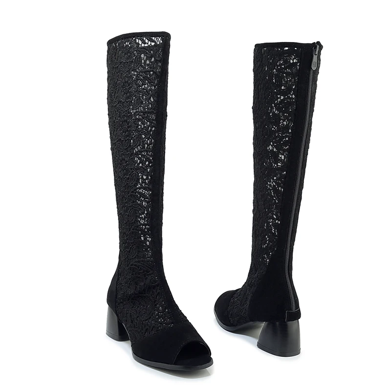 Women Summer Hollow-out Mesh Peep Toe Boots Sandals, Black
Women Summer Hollow-out Mesh Peep Toe Boots Sandals, Black