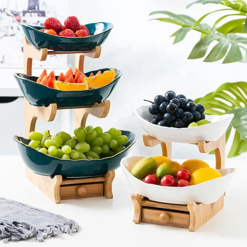 Nordic Ceramic Tableware Fruit Plate Living Room Household Two Three Layer Fruit Dish, Green/white/golden
Nordic Ceramic Tableware Fruit Plate Living Room Household Two Three Layer Fruit Dish, Green/white/golden