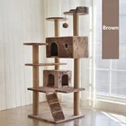 High quality large wooden cat tree scratch climbing tower foldable sisal pet furniture