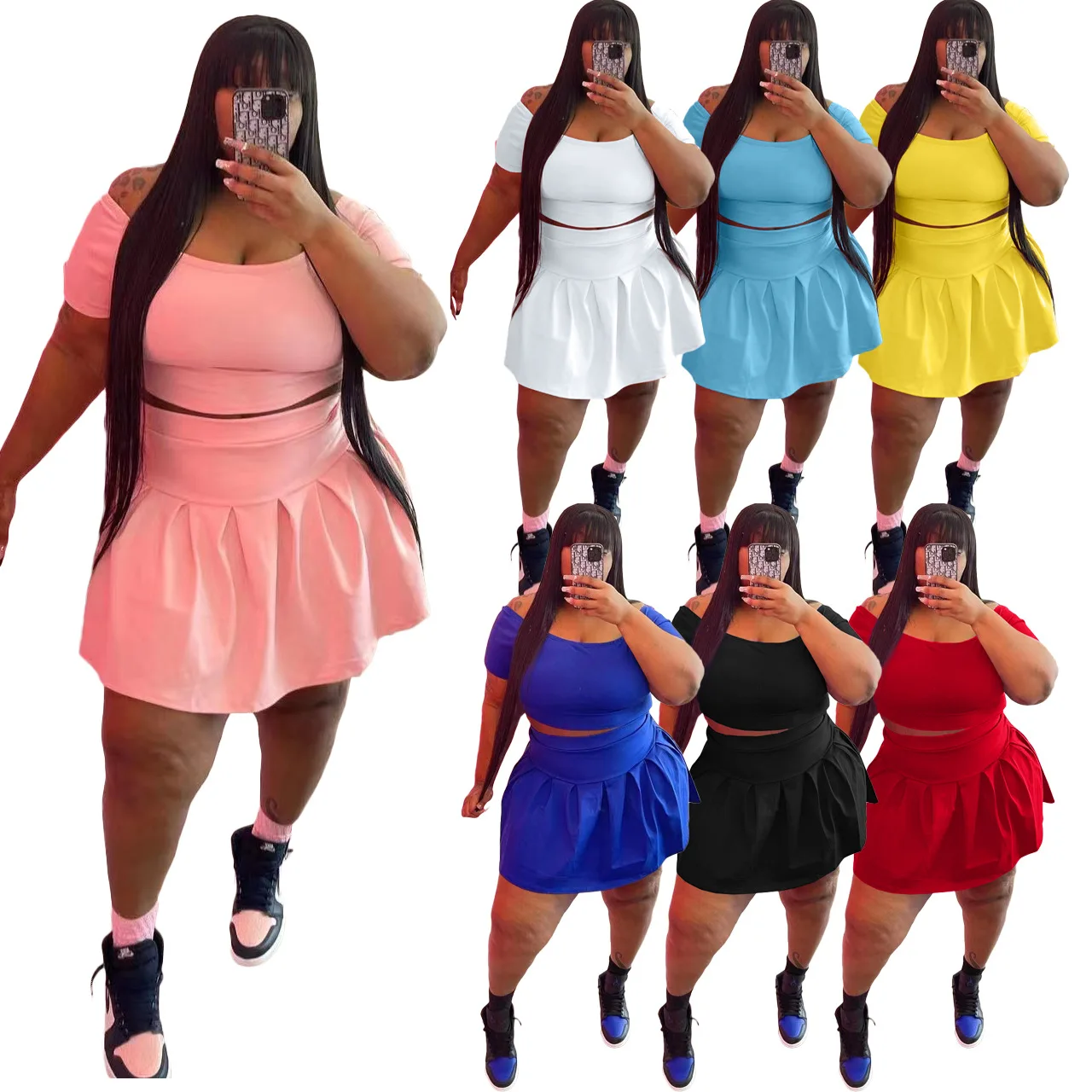 BA696 Hot selling 2022 Summer casual 2 piece skirt sets plus size women's clothing casual dress
BA696 Hot selling 2022 Summer casual 2 piece skirt sets plus size women's clothing casual dress