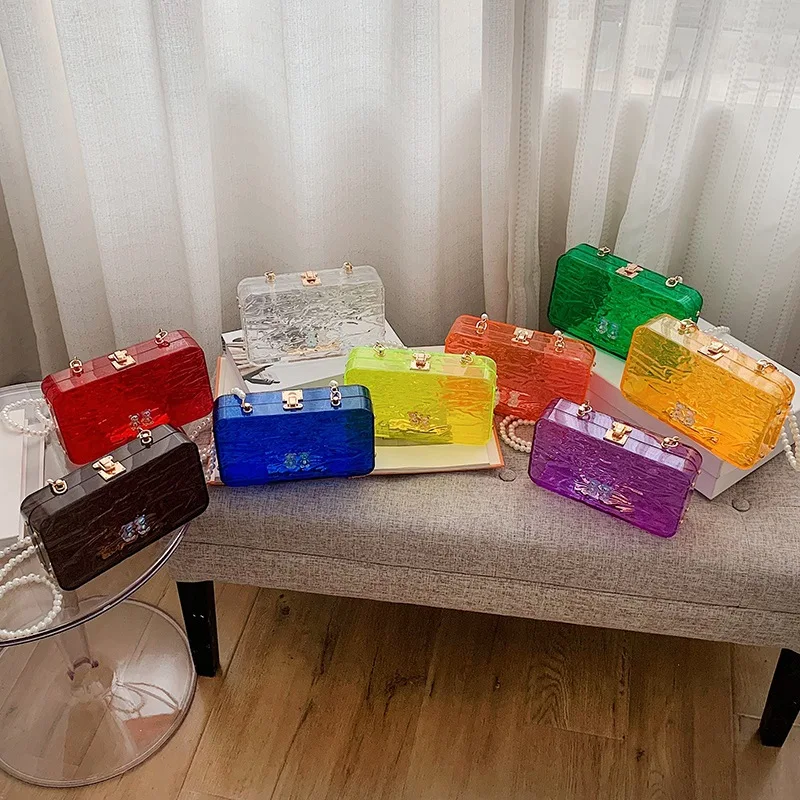western style Acrylic box purse girl candy color INS small wind pearl chain shoulder crossbody bag, 8 colors
western style Acrylic box purse girl candy color INS small wind pearl chain shoulder crossbody bag, 8 colors