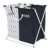Double Sorter Lights Darks Clothes Storage Foldable Laundry Basket With Aluminum Alloy Handle Net Coverings Black And White