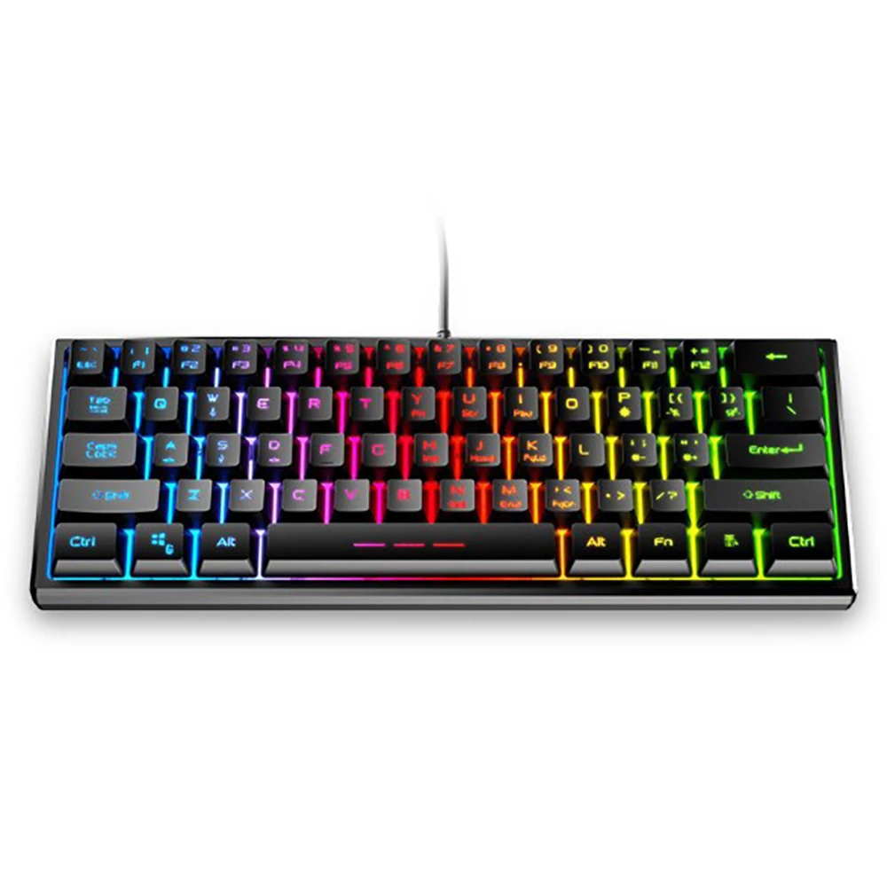 Small portable RGB luminous wired manipulator keyboard laptop office games mechanical keyboard, Black
Small portable RGB luminous wired manipulator keyboard laptop office games mechanical keyboard, Black