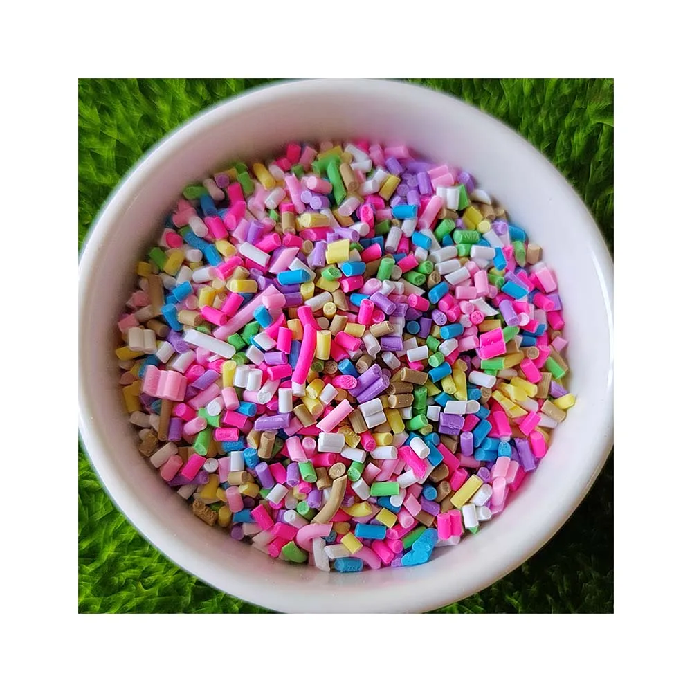 

2mm Short Polymer Clay Cylindrical Candy Sprinkles Hot Soft Pottery for Cake Decoration DIY Crafts Slime Filler Nail Accessories