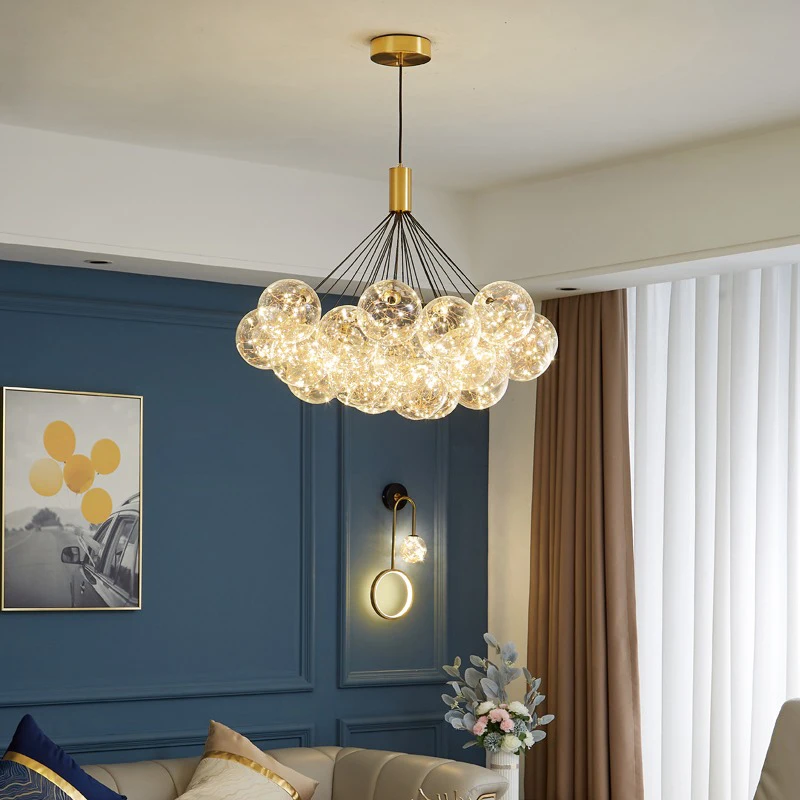 Nordic Starry Star Chandelier Living room Restaurant Pendant Lamp Romantic Girl Glass Bubble Ball Hanging Light Eye Care
Nordic Starry Star Chandelier Living room Restaurant Pendant Lamp Romantic Girl Glass Bubble Ball Hanging Light Eye Care