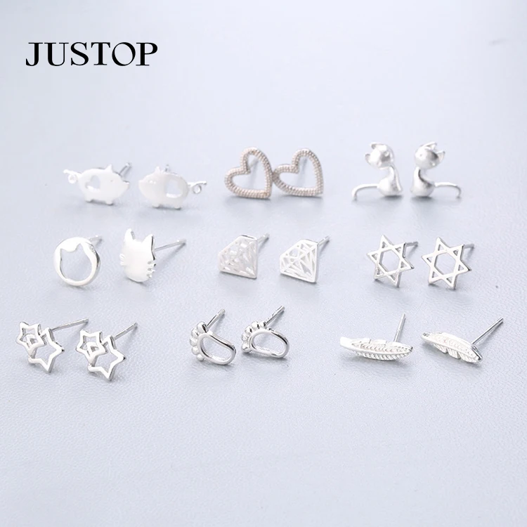 925 Sterling Silver Pin Earrings Star Heart Cross Leaf Cat Dog Pig Diamond Tower Pumpkin Christmas Tree Fish Stud Earrings
925 Sterling Silver Pin Earrings Star Heart Cross Leaf Cat Dog Pig Diamond Tower Pumpkin Christmas Tree Fish Stud Earrings
