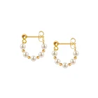Terra Simple Design Fashion 925 Silver Baroque Jewelry Gold Pearl Hoop Earring