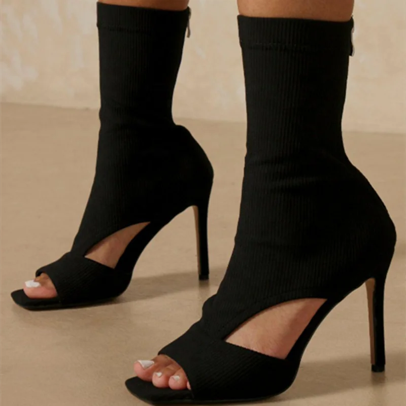 Women's Sandals Boots Open Peep Toe Knitting Upper Stretch Boots Short Ankle High Heel Sexy Booty Plus Size 10.5, Black nude
Women's Sandals Boots Open Peep Toe Knitting Upper Stretch Boots Short Ankle High Heel Sexy Booty Plus Size 10.5, Black nude