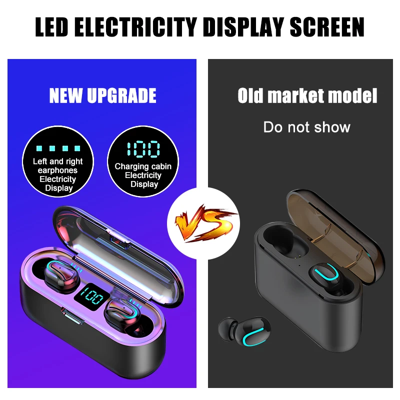 H-B-Q Q32-1 5.0 tws earphones HD stereo noise cancelling wireless earbuds waterproof headphones with LED power display - ANKUX.COM
