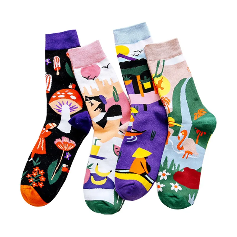 sxx714 Street Skateboard Women's Short Socks Oil Painting Mid-Length Cotton Socks Creative Socks, Picture
sxx714 Street Skateboard Women's Short Socks Oil Painting Mid-Length Cotton Socks Creative Socks, Picture