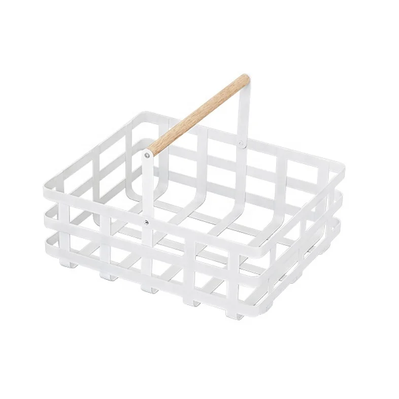 Home storage rack Metal Wire Basket with wood handle For Bathroom Living Room Sundries storage basket 
Home storage rack Metal Wire Basket with wood handle For Bathroom Living Room Sundries storage basket
