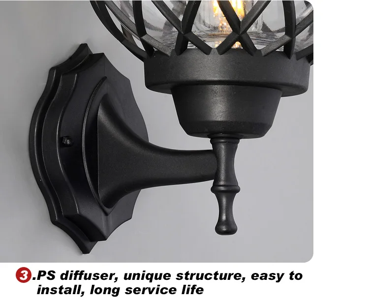 Street Sidewalk Square Park Retro Outdoor Garden E27 Lantern Wall Lamp