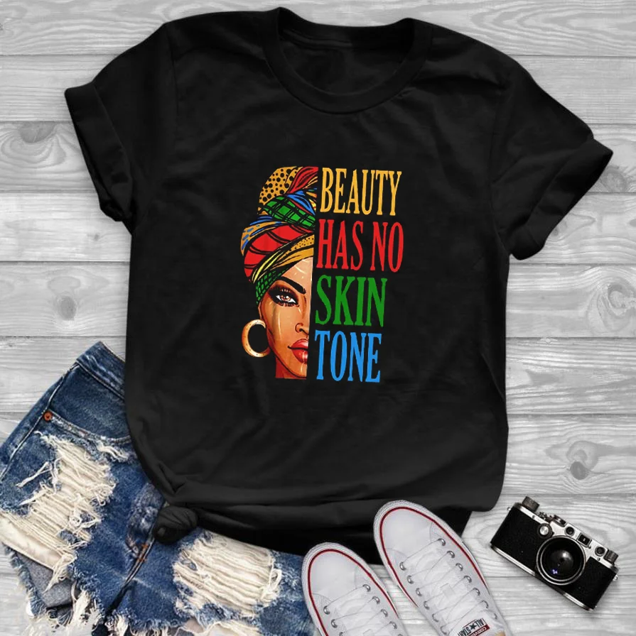 Wholesale Tshirt Afro African Ladies Beauty Has No Skin Tone Cotton Black Woman Graphic Tees Plus Size T Shirt
Wholesale Tshirt Afro African Ladies Beauty Has No Skin Tone Cotton Black Woman Graphic Tees Plus Size T Shirt