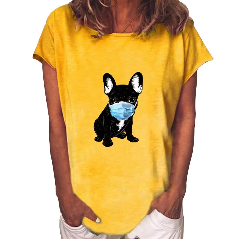 QC-FC931 Masking dog print designer basic short sleeve shirts for womens wholesale t shirts, As shown
QC-FC931 Masking dog print designer basic short sleeve shirts for womens wholesale t shirts, As shown