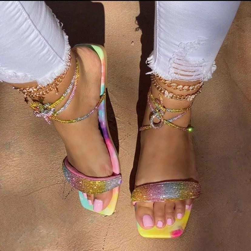 Rhinestone Sandals Bling Flat Ankle Strap Women's Cute Summer For Women And Ladies, Picture color
Rhinestone Sandals Bling Flat Ankle Strap Women's Cute Summer For Women And Ladies, Picture color