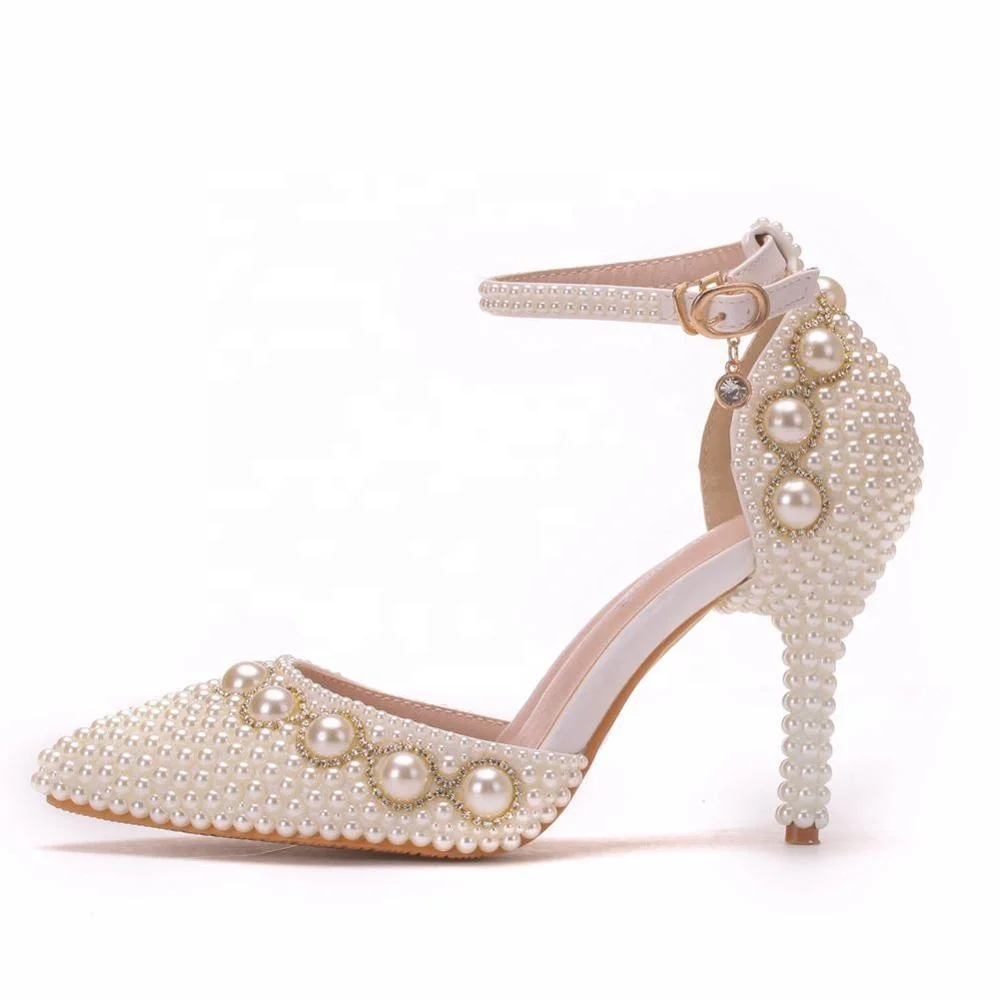 Luxury Ivory White Pearl Bridal Shoes Ladies Rhinestone Crystal Shoes Women High Heel Wedding Shoes For Bridal, White/beige
Luxury Ivory White Pearl Bridal Shoes Ladies Rhinestone Crystal Shoes Women High Heel Wedding Shoes For Bridal, White/beige