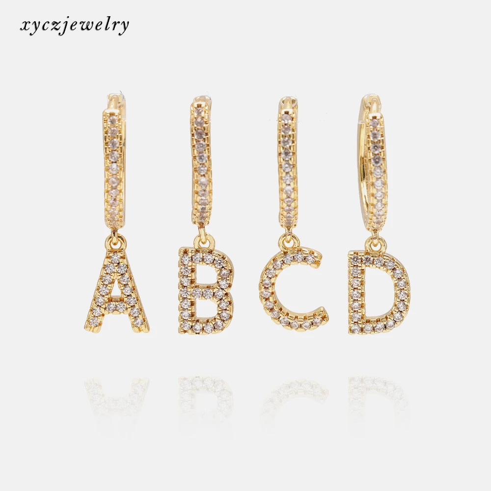 Wholesale 2021 new fashion 26 letters of alphabet 18k gold plated CZ charms Letter initial earrings
Wholesale 2021 new fashion 26 letters of alphabet 18k gold plated CZ charms Letter initial earrings