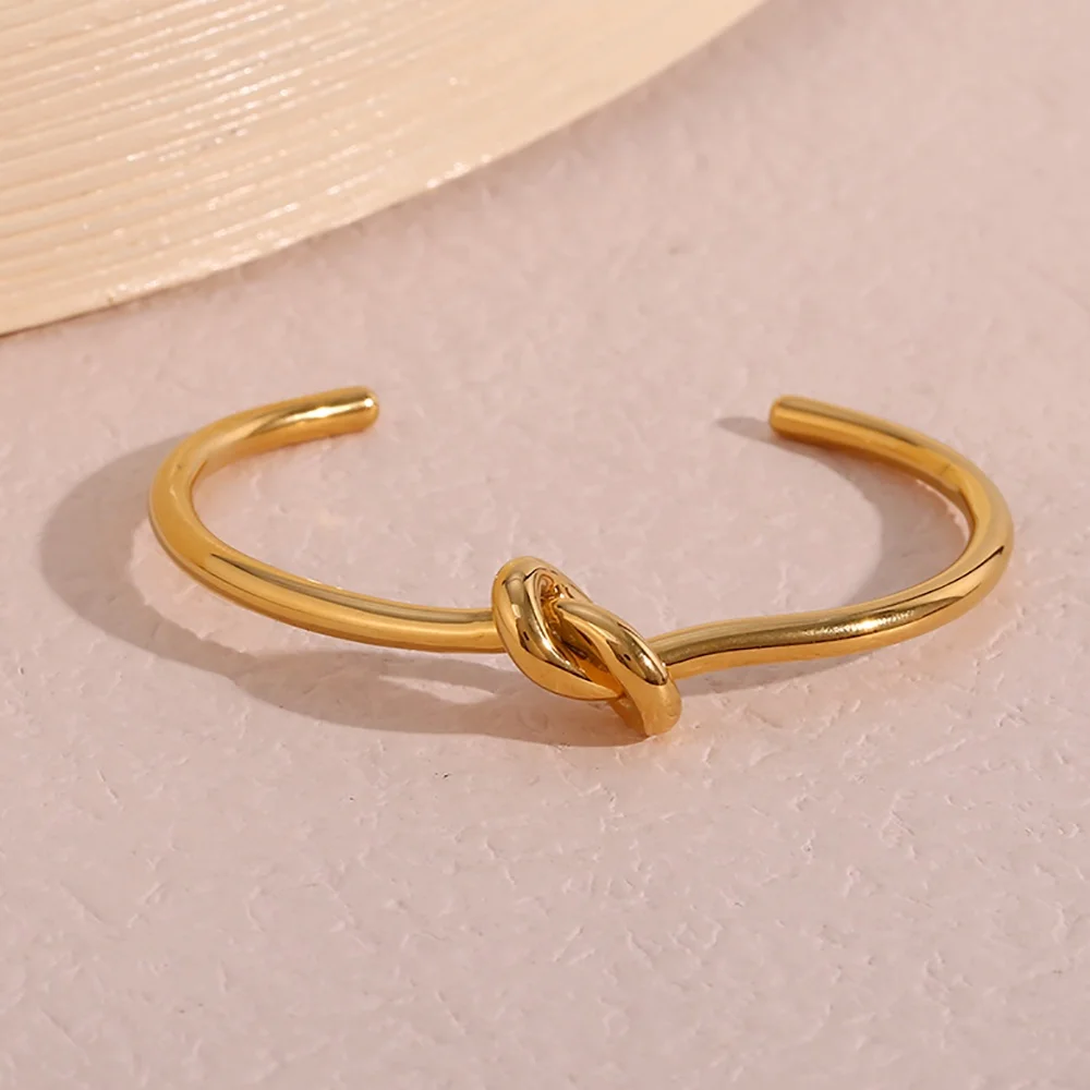 

Tarnish Free Jewelry Bracelet with Knots 18K Gold Plated Knot Bracelet Bangle Stainless Steel Cuff Bracelet Bangle for Women