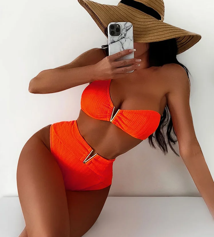 7 Colors Custom Ribbed V Wire High Waist Swimsuit One Shoulder Women Swimwear Sexy Bikini Set 2023
7 Colors Custom Ribbed V Wire High Waist Swimsuit One Shoulder Women Swimwear Sexy Bikini Set 2023