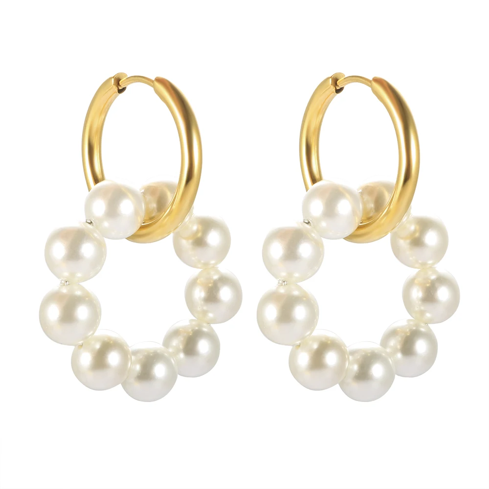18K Gold Plated Double Circle Pearl Hoop Earrings Layering Pearl Earring Hoops Dainty Boho Earrings for Women, Gold plated in stock, customized for more colors
18K Gold Plated Double Circle Pearl Hoop Earrings Layering Pearl Earring Hoops Dainty Boho Earrings for Women, Gold plated in stock, customized for more colors