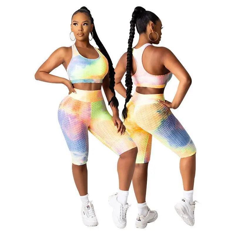 2 Pieces Yoga Running Suit Set Women's Tie-Dyed Sportswear Summer Gym Workout Fitness Outfits Sleeveless Crop Tops Shorts
2 Pieces Yoga Running Suit Set Women's Tie-Dyed Sportswear Summer Gym Workout Fitness Outfits Sleeveless Crop Tops Shorts