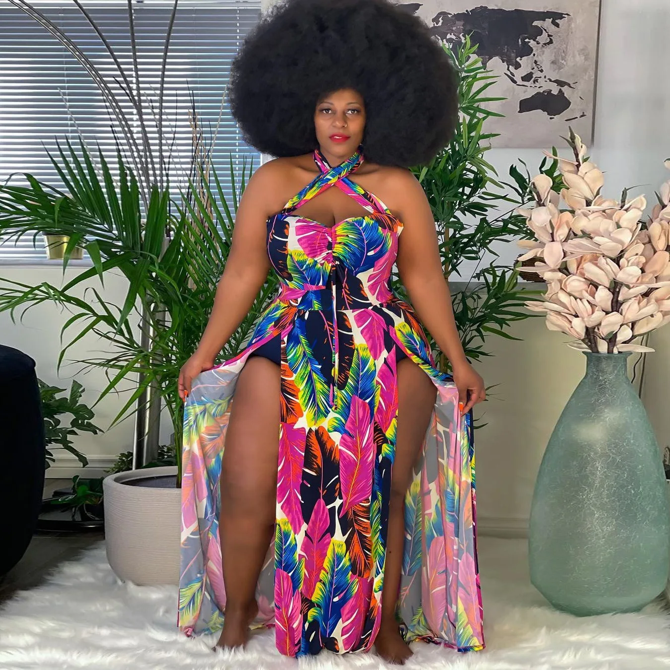 Xl-5xl digital printing sexy dresses halter Sleeveless Split bottom plus size women dress
Xl-5xl digital printing sexy dresses halter Sleeveless Split bottom plus size women dress