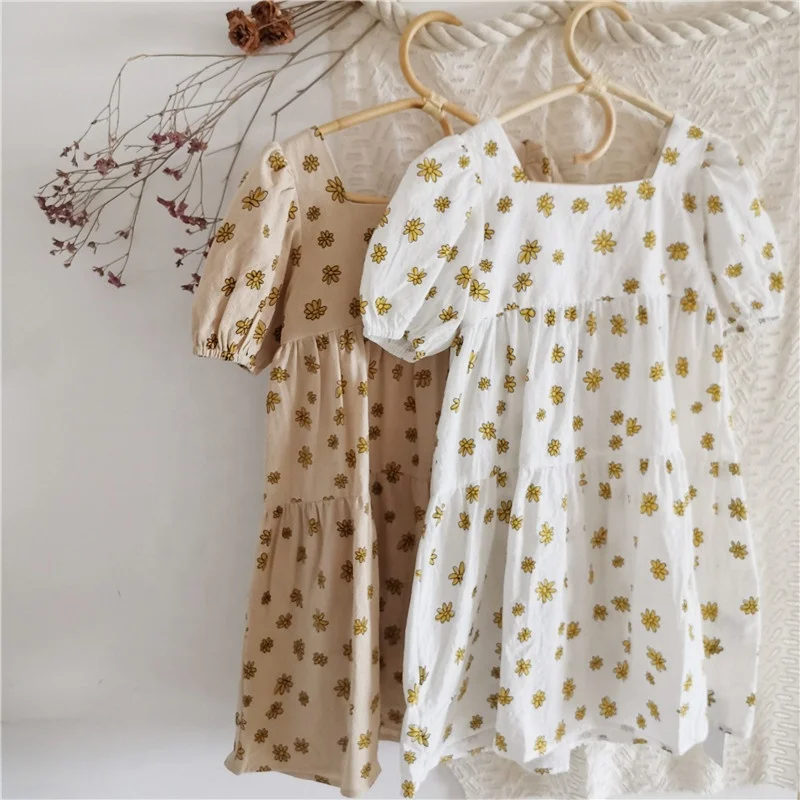2021 Summer Cute Daisy Flower Floral Bow Button Puff Short Sleeve Princess Kids Infant Baby Kids Girls' Dresses For Girls
2021 Summer Cute Daisy Flower Floral Bow Button Puff Short Sleeve Princess Kids Infant Baby Kids Girls' Dresses For Girls