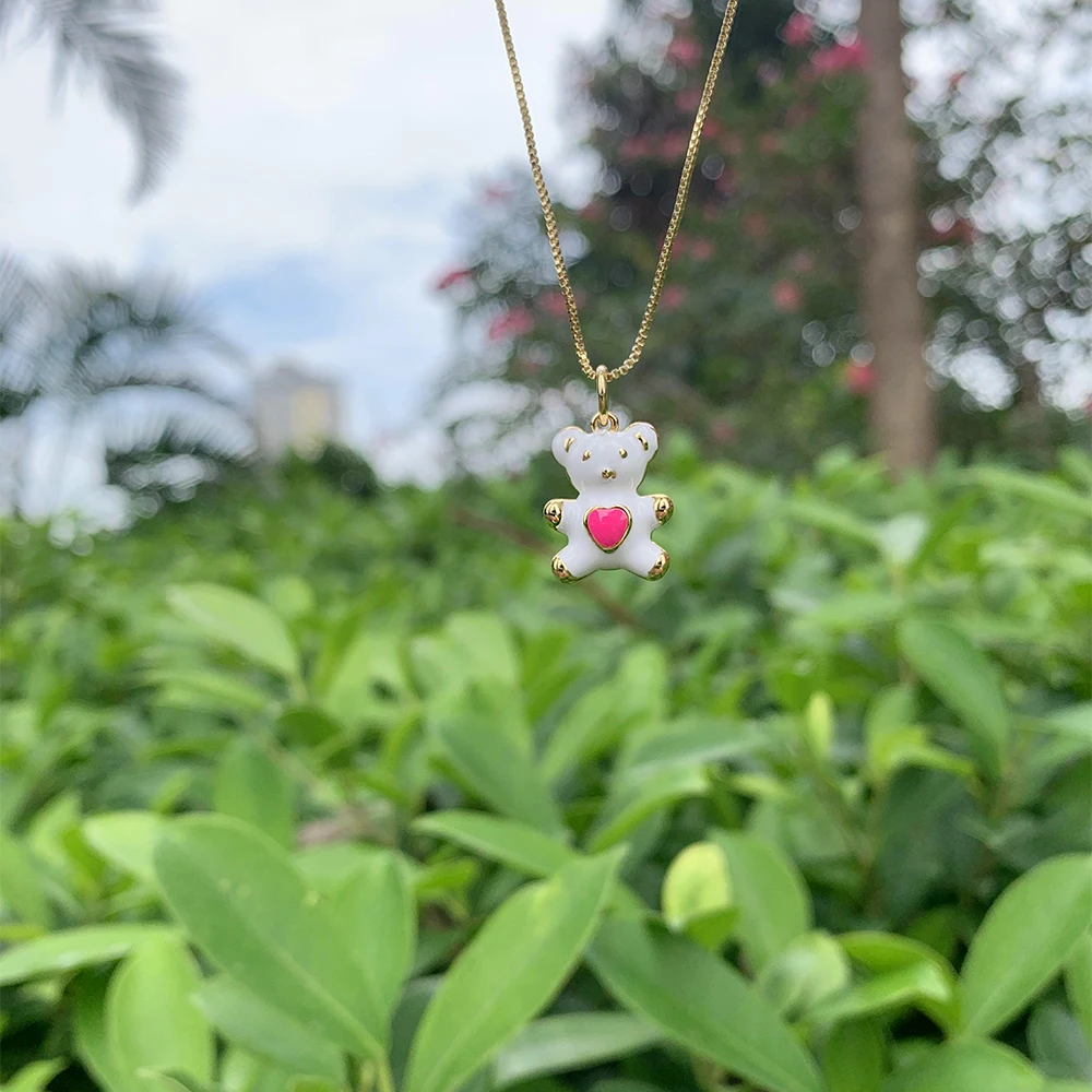Little Love Bear Brass Enamel Pendant Classic Style 18K Copper Gold Plate Box Chain Necklace Multi-color Matching Necklace
Little Love Bear Brass Enamel Pendant Classic Style 18K Copper Gold Plate Box Chain Necklace Multi-color Matching Necklace