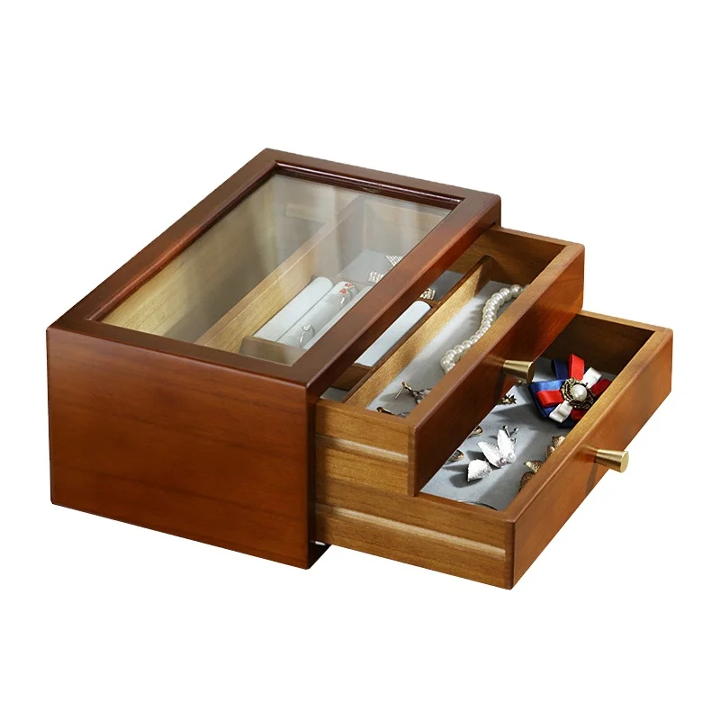 A luxurious home solid wood double layer jewelry storage box for valuable jewelry, Brown
A luxurious home solid wood double layer jewelry storage box for valuable jewelry, Brown