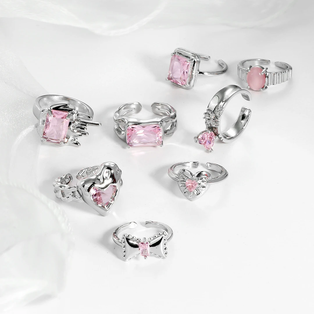 Personality Irregular Sweet Cool Pink Crystal Ring For Women Fashion Heart Bowknot Design Resizable Rings Not Fade Hot Sell
Personality Irregular Sweet Cool Pink Crystal Ring For Women Fashion Heart Bowknot Design Resizable Rings Not Fade Hot Sell