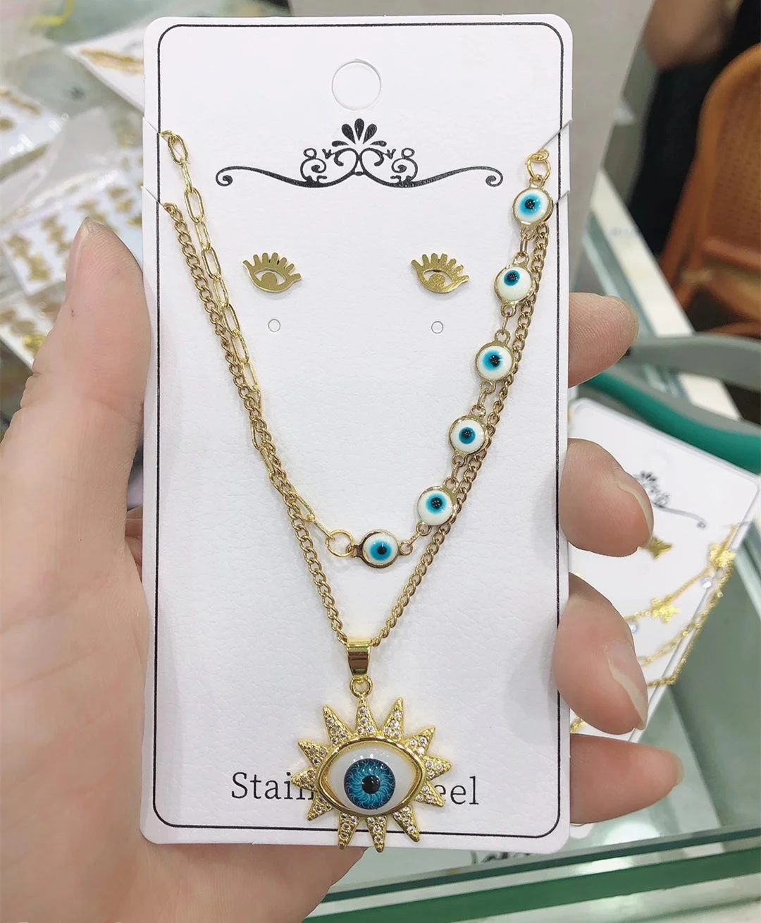 New Arrive Monster Eyes Flowers Shape Zircon Micro Insert Accessories Stainless Steel Jewelry Set Support Wholesale Supply
New Arrive Monster Eyes Flowers Shape Zircon Micro Insert Accessories Stainless Steel Jewelry Set Support Wholesale Supply