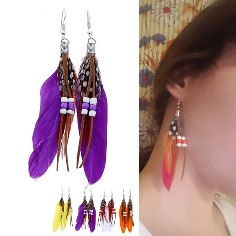 Hot Sale Bohemia Womens Vintage Dangle Earrings Exaggeration Feather Beads Big Drop Earring Jewelry 10 Styles, Purple,yellow,white
Hot Sale Bohemia Womens Vintage Dangle Earrings Exaggeration Feather Beads Big Drop Earring Jewelry 10 Styles, Purple,yellow,white