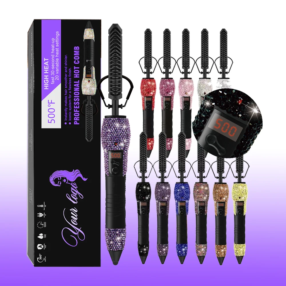Custom Hot Luxury 500 F Fast Heat Bling Rhinestone Anti-Scald Straighten Curl Hair Styling Hot Comb
Custom Hot Luxury 500 F Fast Heat Bling Rhinestone Anti-Scald Straighten Curl Hair Styling Hot Comb