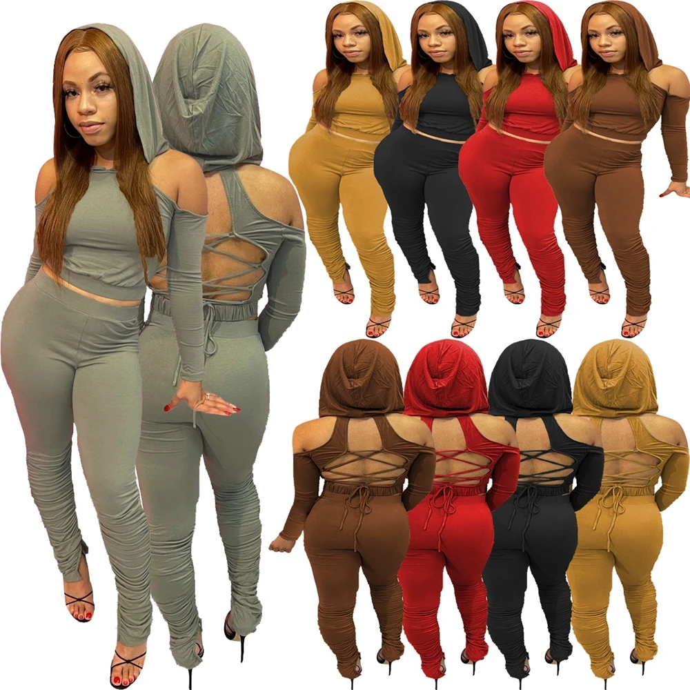 Fast Shipping Sexy strappy split pleated stack pants 2 piece set sweater hoodies with stack pants
Fast Shipping Sexy strappy split pleated stack pants 2 piece set sweater hoodies with stack pants
