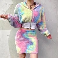 Wholesale fashion winter velvet fabric 2 piece tie dye hoodie sweatshirt skirt set for women
Wholesale fashion winter velvet fabric 2 piece tie dye hoodie sweatshirt skirt set for women
