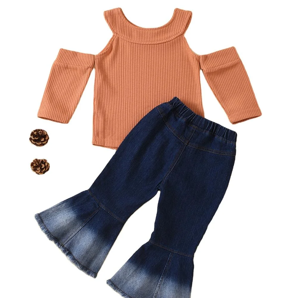 CJS3039 Autumn Fashion Baby Girls Clothes Sets 2-7Y Knit Long Sleeve Off Shoulder Sweater Tops Denim Flare Pants
CJS3039 Autumn Fashion Baby Girls Clothes Sets 2-7Y Knit Long Sleeve Off Shoulder Sweater Tops Denim Flare Pants