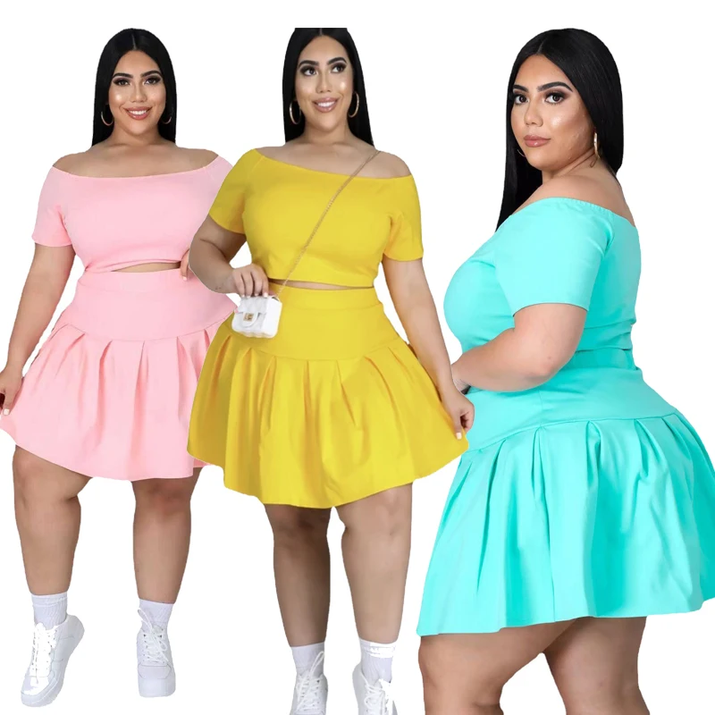KX-TB5316 New arrival INS hot short sleeve solid sexy pleated summer plus size skirt sets women 2 piece outfits
KX-TB5316 New arrival INS hot short sleeve solid sexy pleated summer plus size skirt sets women 2 piece outfits