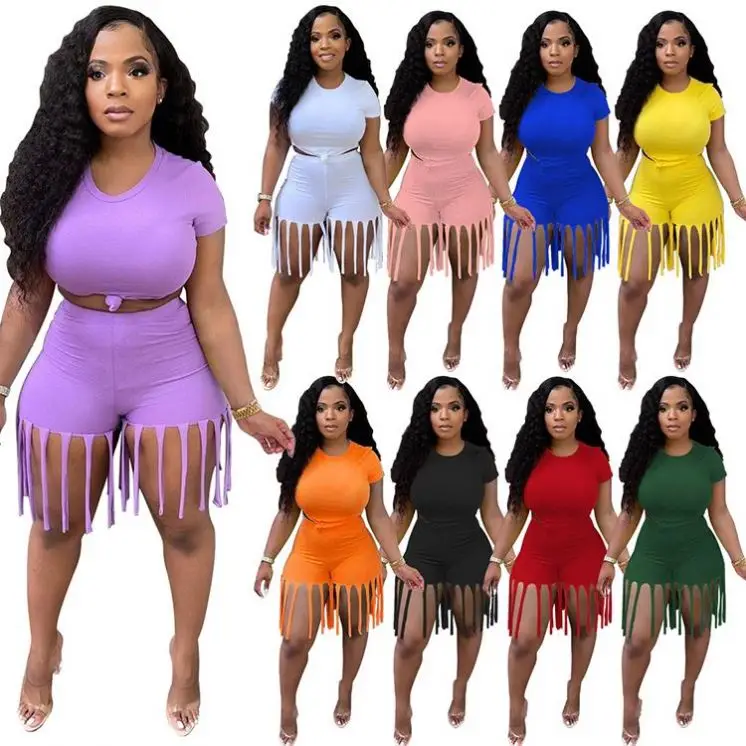 PEARL New Trendy Pure Color Short Sleeve Tshirt Elestic Shorts Women Casual Trendy Tassel 2 Piece Set Outfits
PEARL New Trendy Pure Color Short Sleeve Tshirt Elestic Shorts Women Casual Trendy Tassel 2 Piece Set Outfits
