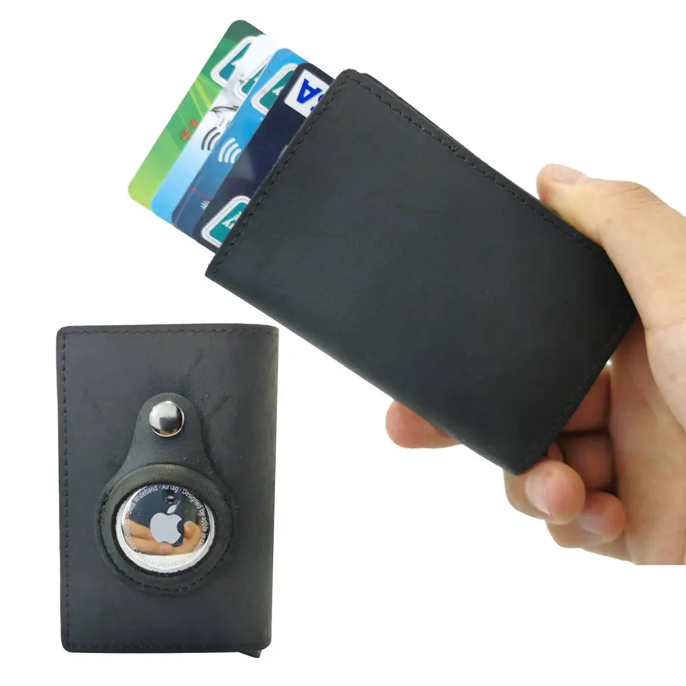 Wholesale Crazy Horse Genuine Leather RFID Blocking Automatic Pop up Minimalist Airtag Card Holder Wallet for Men, Black ,coffee ,brown or custom
Wholesale Crazy Horse Genuine Leather RFID Blocking Automatic Pop up Minimalist Airtag Card Holder Wallet for Men, Black ,coffee ,brown or custom